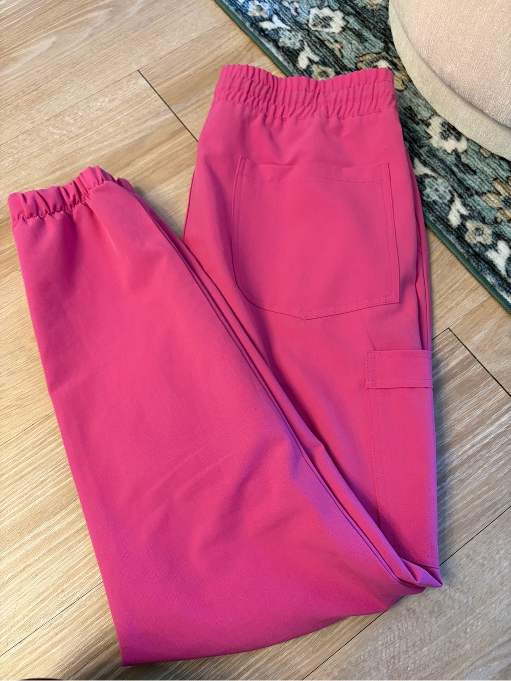 Women's Pink Elastic-Waist Jogger Pants